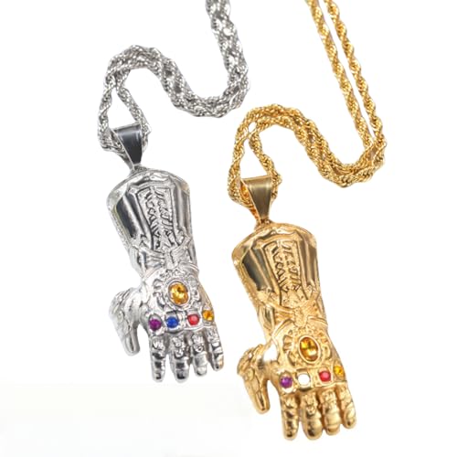 Thanos Infinity Gauntlet Pendant Necklace, Stainless Steel, Fashion Jewelry Gift