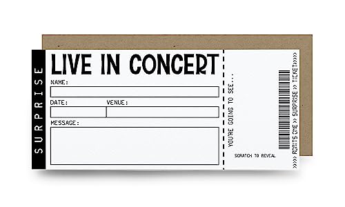 Surprise Concert Ticket Scratch Off Card with Envelope - Live in Concert - Special Occasion - Music (1 Scratch Off Ticket (with envelope))