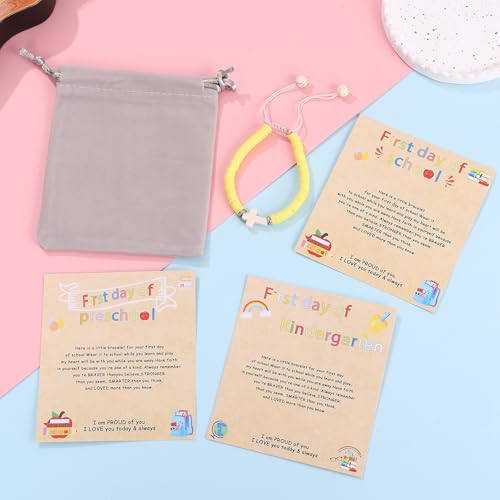 Image of First Day of Preschool Bracelet Back to School Gifts for Kindergarten / Preschool / School Gift Mama and Mini Adjustable Mother Daughter Bracelets as Supplies for Girls to Relieve Study Anxiety