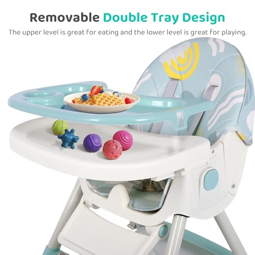 Image of 3 in 1 Baby High Chair, Adjustable 5 Point Harness, Tray, Foot Rest, Backrest and Seat Height,Multifunctional Foldable Portable highchair for Toddlers
