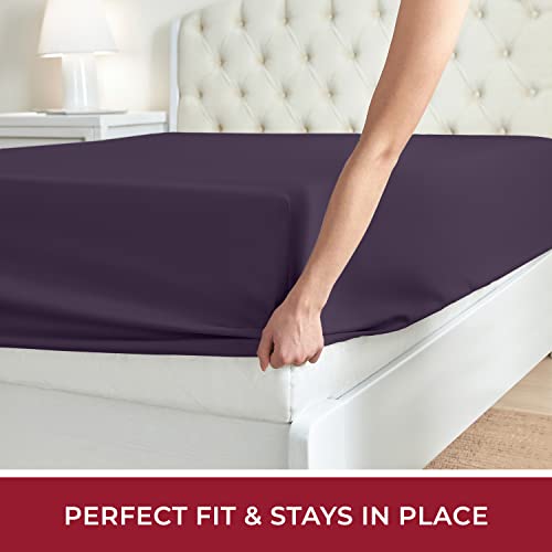 Mellanni California King Fitted Sheet Only - Iconic Collection Bedding Sheets - Soft & Cooling Sheets With Up To 16 Inch Deep Pocket - Wrinkle, Fade, Stain Resistant - 1 Pc (Cal King, Purple) #TOP4