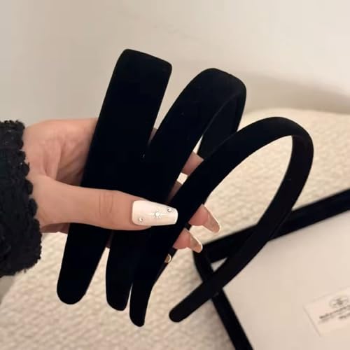 Zimocepuz Diademas para Mujeres Antideslizantes, 3 piezas Cinta de Pelo de Terciopelo Negro & Diadema Brillante, Diadema Antideslizante para Damas, Accesorios de Moda para Chicas