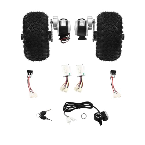 RustyVioum 10Inch Motor Drive Air Wheel Conversion Kit, 24V 250W Electric Cart Scooter Motor Conversion Kit Double Wheel Set with Thumb Throttle for Go-Kart, Wheelchair, Senior Mobility Scooter