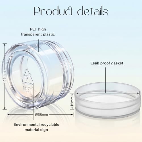 Image of Patelai 4 Pcs Plastic Jars Wide Mouth with Lids,1 Ounce,Clear | Travel Size for Creams Oils, Clear Round Storage Cosmetics Containers, Leak Proof Screw on Lids for Makeup Beauty DIY
