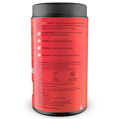 Image of NATURYZ Instantized BCAA 5000 PRO |5G Vegan BCAAs | Glutamine | Citrulline | Electrolytes | 0 Added Sugar | Powerful Intra Workout Amino for Lean Muscle Growth, Strength, Quick Re-Hydration & Instant Energy - 300g(Mix Fruit Cocktail)