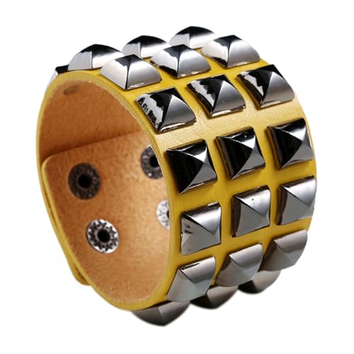Punk Rock Pyramid Rivet Studded Wristband Wide Pu Leather Arm Cuff Bracelet