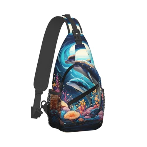 Sling Bag para Mujer y Hombre bolsa pechera con diseño de delfín miniatura 7
