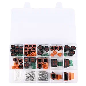 JRready ST6275 234 Pcs Black Sealing Enhanced DT Connector Kit, 2 3 4 6 8 and 12 Pin Waterproof Electronic Connector with Solid Contacts 14-20 AWG