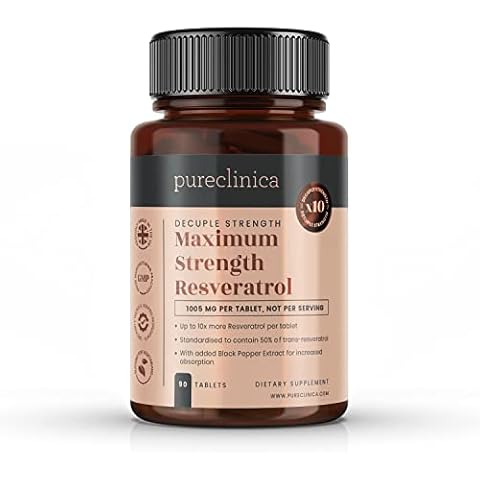 1000mg Resveratrol x 90 Tablets (3 Months’ Supply). 10 x Strength w/Black Pepper Extract Cover