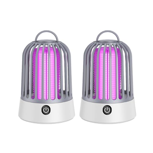 Lámpara de Mosquito Killer 5W, Mosquito Eléctrico Zapper, Catcher de Moscas 360 °, Asesino de Insectos Seguro para Uso doméstico - Gris. (2PCS)