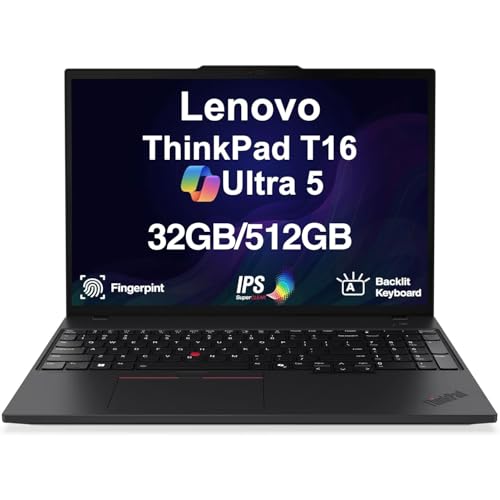 Image of Lenovo ThinkPad T16 Gen 4 Copilot+ Business Laptop 16.0 inch FHD+ IPS Display | Intel Ultra 5-225U (>i7-1355U), 32GB DDR5, 512GB SSD, Backlit KB, Fingerprint, 2 Thunderbolt 4, WiFi 6E, IR Webcam, Win11Pro