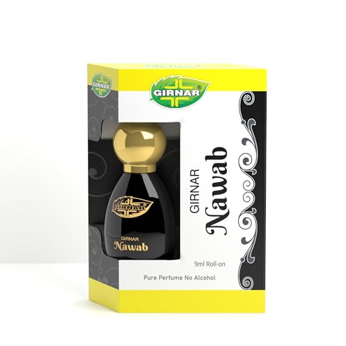 Image of Girnar Nawab Attar 9ml | Non-Alcoholic Premium Concentrated Perfume | Fresh, Mossy, Warm Spicy, Musky, Oud & Vanilla Scent