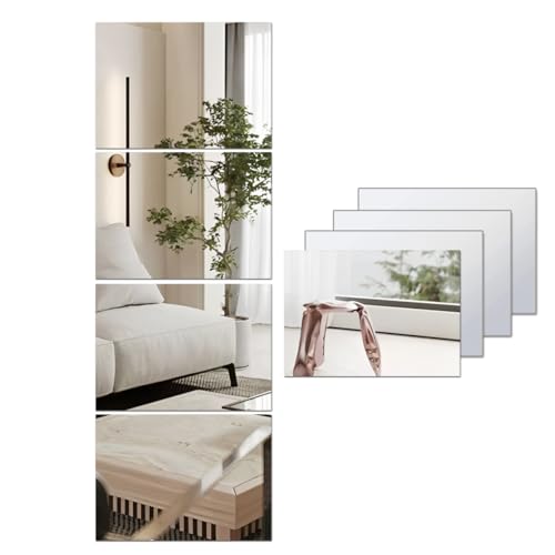 Specchi adesivi per pareti, 4 pezzi, specchio HD a tutta lunghezza in acrilico, non in vetro, sicuri, da parete, specchi retrò da attaccare al trucco, grande specchio per casa, allenamento, palestra