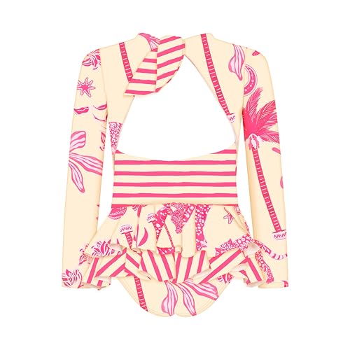 Image of Girls Long Sleeve Swimsuit - UPF 50+ Chlorine Resistant Ruffle Bolero Girls' Swimwear | Size 6-12