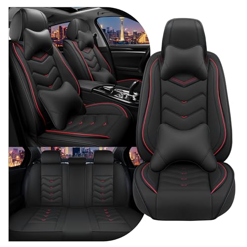 Image of CTDS Car Seat Covers for VW Tiguan 2009-2026, Stylish Sport Seat Cover, Premium Nappa Leather Car Seat Cover. Automobile Seat Covers Sets.(Luxury 5 Seats /Black)