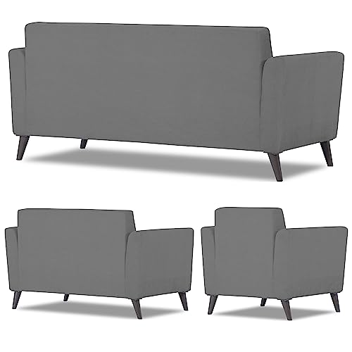 Image of Adorn India Daniel 3+2+1 6 Seater Sofa Set (Grey) (3 Year Warranty)