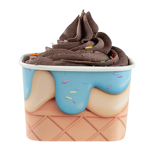 Image of Coppetta 12 Ounce Dessert Cups, 50 Greaseproof Ice Cream Cups - Lids Sold Separately, For Hot And Cold Foods, Frosty Delight Paper Yogurt Bowls, Disposable, Sturdy - Restaurantware