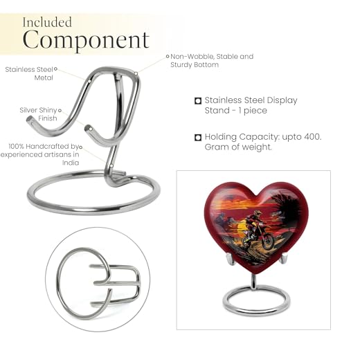 Image of Motorcycle Biker Cremation Urns - Combo of 5 with 8 Inch Heart Ash Holder for Dad & Adult Female and 3 Inch Sunset Keepsake Urns for Mom, Men & Women - Funeral Memorial Ash Containers