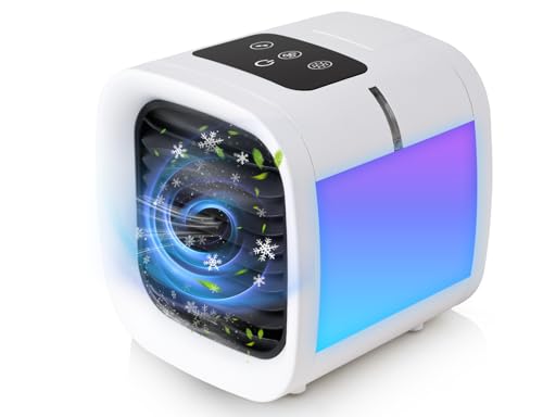 FANSEXPERT Evaporative Air Cooler, 5 Speeds, 2 Mist Settings, 12.5 floz Water Tank, 7-color Ambient...