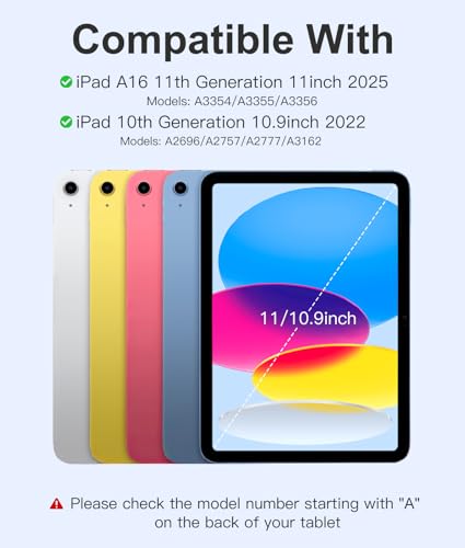 Image of Hamile for iPad 11th 10th Generation Case with Keyboard - 7 Colors Backlit Wireless Detachable Folio Keyboard Cover with Pencil Holder for iPad 11-inch A16 2025 10th Gen 10.9 Inch 2022 (Black)