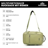 WITTCHEN Urban | Kabinenrucksack | Laptop-Rucksack | Multifunktionaler 2-in-1-Reiserucksack | Rückentasche mit RFID-Schutz | kompatibel mit Wizz Air, LOT, Ryanair | Größe 40x25x20 cm | Farbe: Grün – Ansicht 7