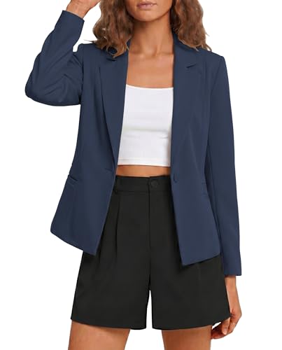 Image of luvamia Women Casual Blazer Winter Blazer for Women Elegant Blazers Dark Blue Womens Business Professional Outfits Size Large Size 12 14