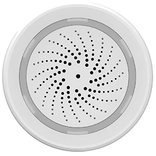 Monoprice Wireless Smart 120dB Siren Alarm and Chime - White with Strobe Light, Remote App Controlled, Compatible with Alexa and Google Home, No Hub Required - from Stitch Smart Home Collection