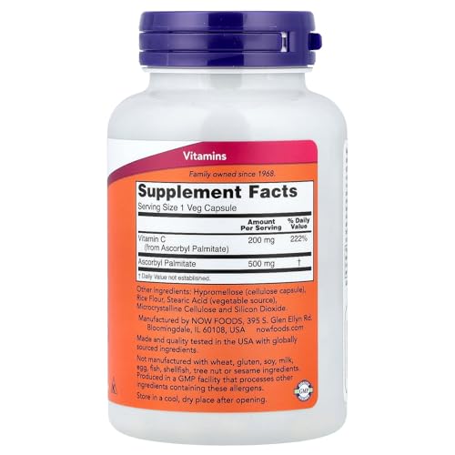 Image of Now Foods, Ascorbyl Palmitate 500 mg, 100 Veg Capsules