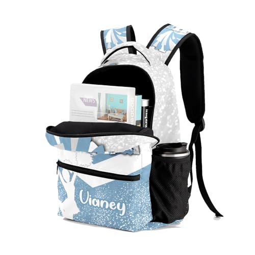 Personalized Light Gray Blue Cheer Cheerleader School Backpack for Kid-Boy/Girl Primary Daypack Travel Bookbag4