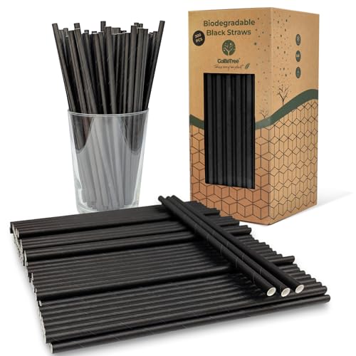 GoBeTree 300 Pajitas Negras de Papel Cartón Multicapa Resistentes. Pajitas Papel Cañitas Negras Bebidas Frías Calientes Cocktails Smoothies Mojitos Café Té Grado Alimentario sin BPA