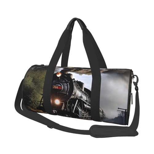 Travel Bag For Women,Steam Train Print Personal Item Duffle Bags,Weekend Travel Duffel Tote Bag,Travel Sport Gym Bag For Men,Airplane Travel Essentials For Flying