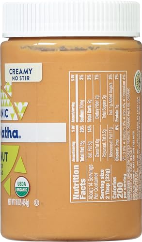 MaraNatha Organic Peanut Butter (No Stir), Creamy, 16 Oz (Pack of 4)