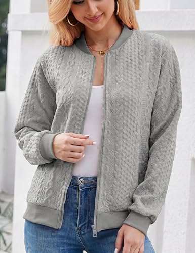 Image of Larmliss Women's Zip Up Cardigan Sweater Hoodies Long Sleeve Jacket Crewneck Casual Outerwear Spring Fall Trendy Coat Outfits