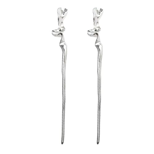 LALAFINA 2 palillos de metal para el cabello, estilo minimalista, con rama, elegantes, estilo vintage, largo y recto, horquillas, pasadores para