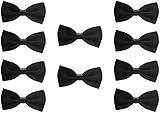 Udres Men Formal Tuxedo 10 Pack Solid Color Satin Bow Tie Classic Pre-Tied Bowtie (One Size, Black)