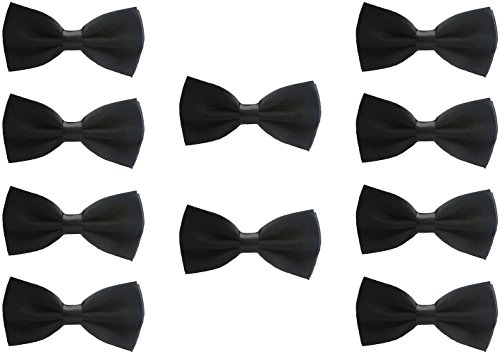 UDRES Men Formal Tuxedo 10 Pack Solid Color Satin Bow Tie Classic Pre-Tied Bowtie (One Size, Black)