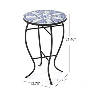 Christopherknighthomehanoutdoorceramictilesidetablewithironframebluewhite Urban Country Home Decor Christopher knight home han outdoor ceramic tile side table with iron frame blue white urban country home decor