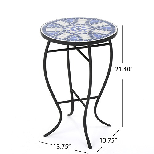 Christopherknighthomehanoutdoorceramictilesidetablewithironframebluewhite Urban Country Home Decor Christopher knight home han outdoor ceramic tile side table with iron frame blue white urban country home decor