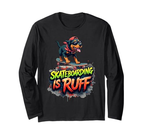 Divertido regalo de patineta para dueños de perros Rottweiler Manga Larga