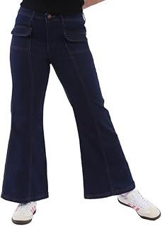 بنطلون جينز بأرجل واسعة للنساء من ايجي وير، لون أزرق غامق EG-242
