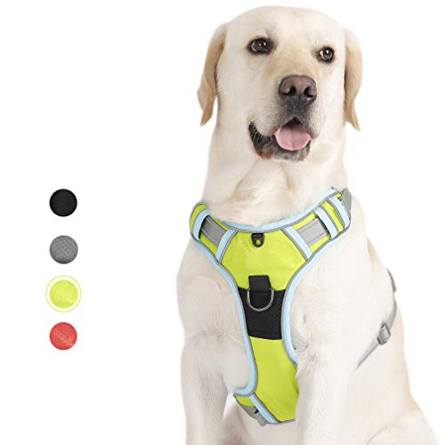 Louvra Harnais Chiens Gilet Rembourré Réglable avec Poignée Contrôle Classique Solide Souple Léger en Tissu Oxford 3M Réfléchissant pour Randonner Excursion Voyage Course S-M-L-XL