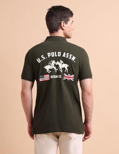 Image of U.S. Polo ASSN. Printed Polo T Shirts for Men - 100% Cotton, Half Sleeves Mens Tshirt