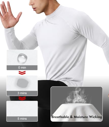 Image of Men's Thermal Shirts Mock Turtle Neck Long Sleeve Cold Weather Base Layer | Fleece Lined Tops. Ultra Soft, Moisture Wicking, 4 Way Stretch. Winter Gear For Snowboard & Daily Wear