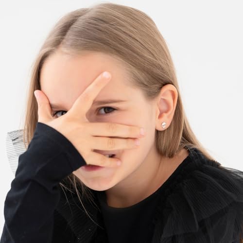 925 Sterling Silver Heart Eye Skull Safety Screw Back Earrings For Little Girls & Preteens - Adorable Children's Halloween Earrings - Tiny Polished Skull Earrings For Young Girls2