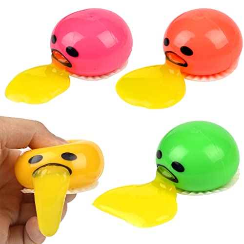 Vibbang 4 Stück Erbrechendes Ei Squeeze Toys Eigelb Druck Ball Kotzen, Süße Runde Erbrechen Lutschen Eigelb Stressabbau Spielzeug Erbrechen & Saugen Entlasten Sie Stress Spucken Eigelb (Farbe) Cover