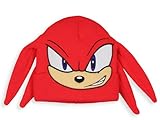 Sonic The Hedgehog Knuckles Embroidered Face 3D Quills Cuffed Costume Beanie for Men and Women (Knuckles. Red)