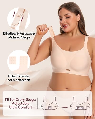 3 Pack Nursing Bras for Breastfeeding, Seamless Full Coverage Ultra Comfort Maternity Bra Wireless Side Support Pregnancy Bra4