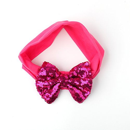 Slowera Baby Girls 2Pcs Sets Cotton Tulle Sequins Diaper Cover Bloomers And Headband (Hot Pink, M: 6-12 Months) #TOP3