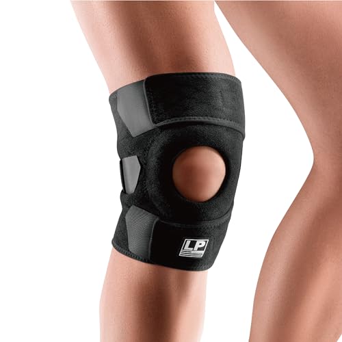 LP SUPPORT 758CA Knee Support with Patella Support Ring (added length) Tendon Support Brace for Arthritis Pain, Injury Recovery, Running, Workout, For Men & Women - One Size Fits All