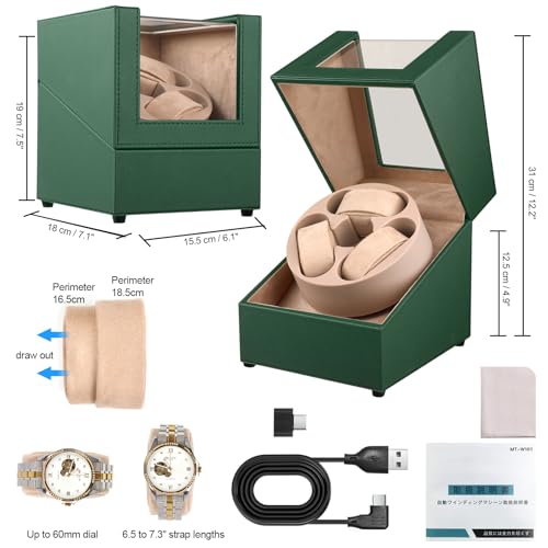 Image of J&T Technology Watch Winder for Automatic Watches,Automatic Watch Winder with LED Light,Rotating Watch Case with Japanese Quiet Motor,4 Rotation Modes,USB Type C
